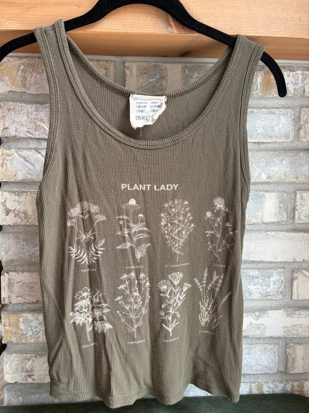 French Pastry “Plant lady” Botanical Crop Top - Olive Green - Small